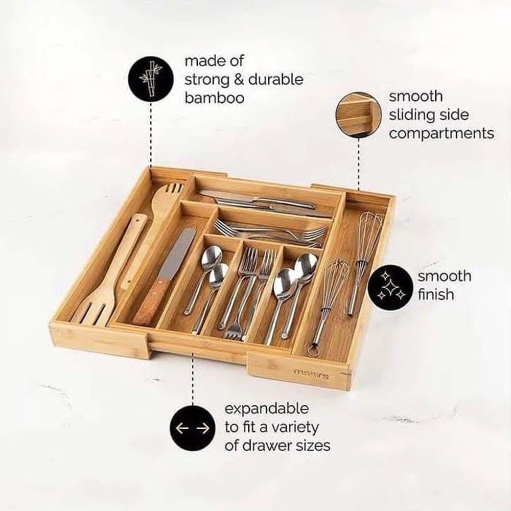 Expandable Bamboo Cutlery Organizer